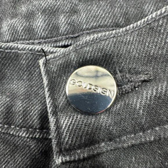 Goldsign‎ High Rise Straight Button Fly Jeans Tag 29" True 32" Black Orig $375 - Picture 15 of 15